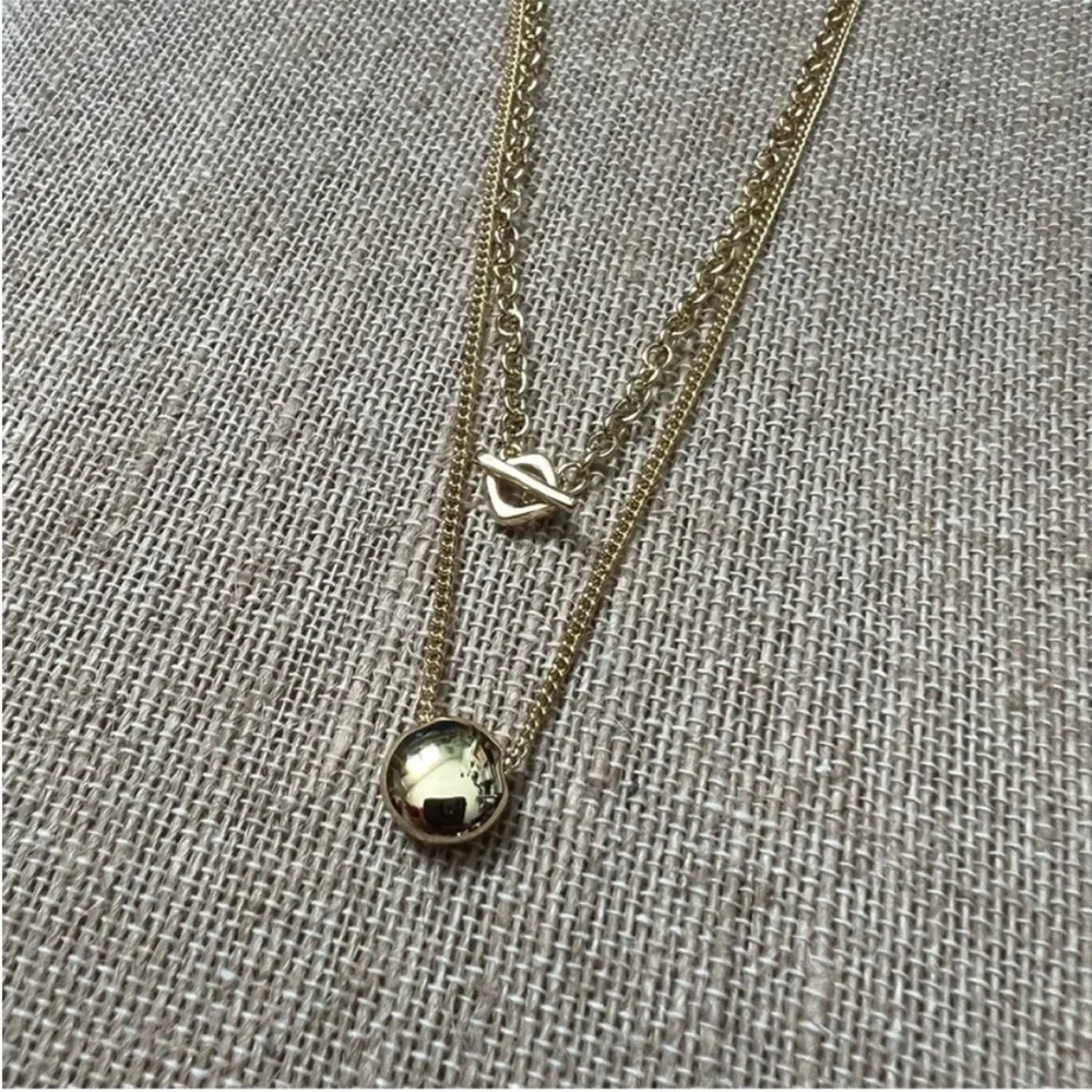 NEW MADEWELL Two-Pack Toggle Necklace Set Pale Gold minimal gift - Picture 7 of 8